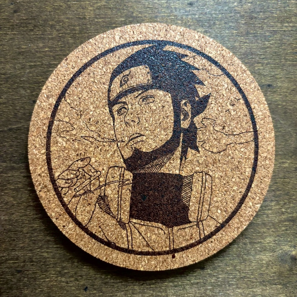 Naruto Asuma Laser Engraved Cork Coaster